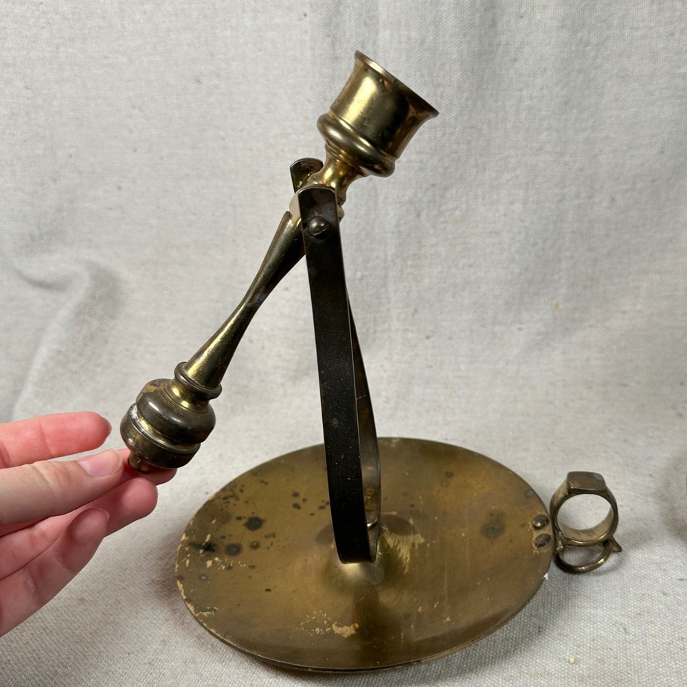 Vintage Brass Gimbal Ship Candlesticks Set of 2 Nautical Taper Candle Holders - Picture 7 of 10
